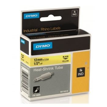 Tubo Termorrectractil Dymo Rhino 12mmx1,5m Amarelo/Preto