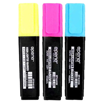 Marcador Fluorescente Grosso Epene Pack 3 Cores