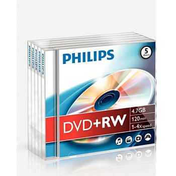 DVD+RW Philips 4.7GB 4X Jewell Case 5