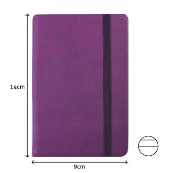 Bloco Notas Pautado 14x9cm Semi Pele Roxo 116Fls