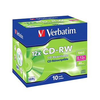 CD-RW Verbatim 700Mb 8x10x 80min Jewell Case Pack10